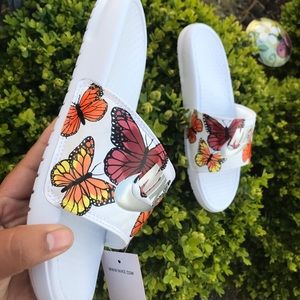 Custom Painted Butterfly Nike Slides 
